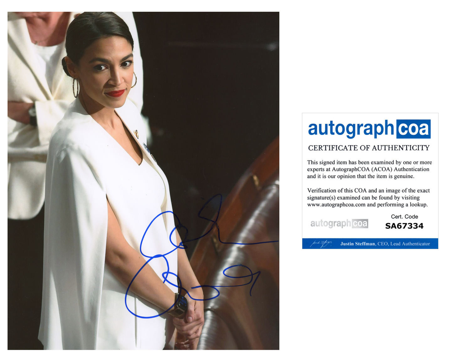 Alexandria Ocasio-Cortez AOC Autograph Signed Photo ACOA COA