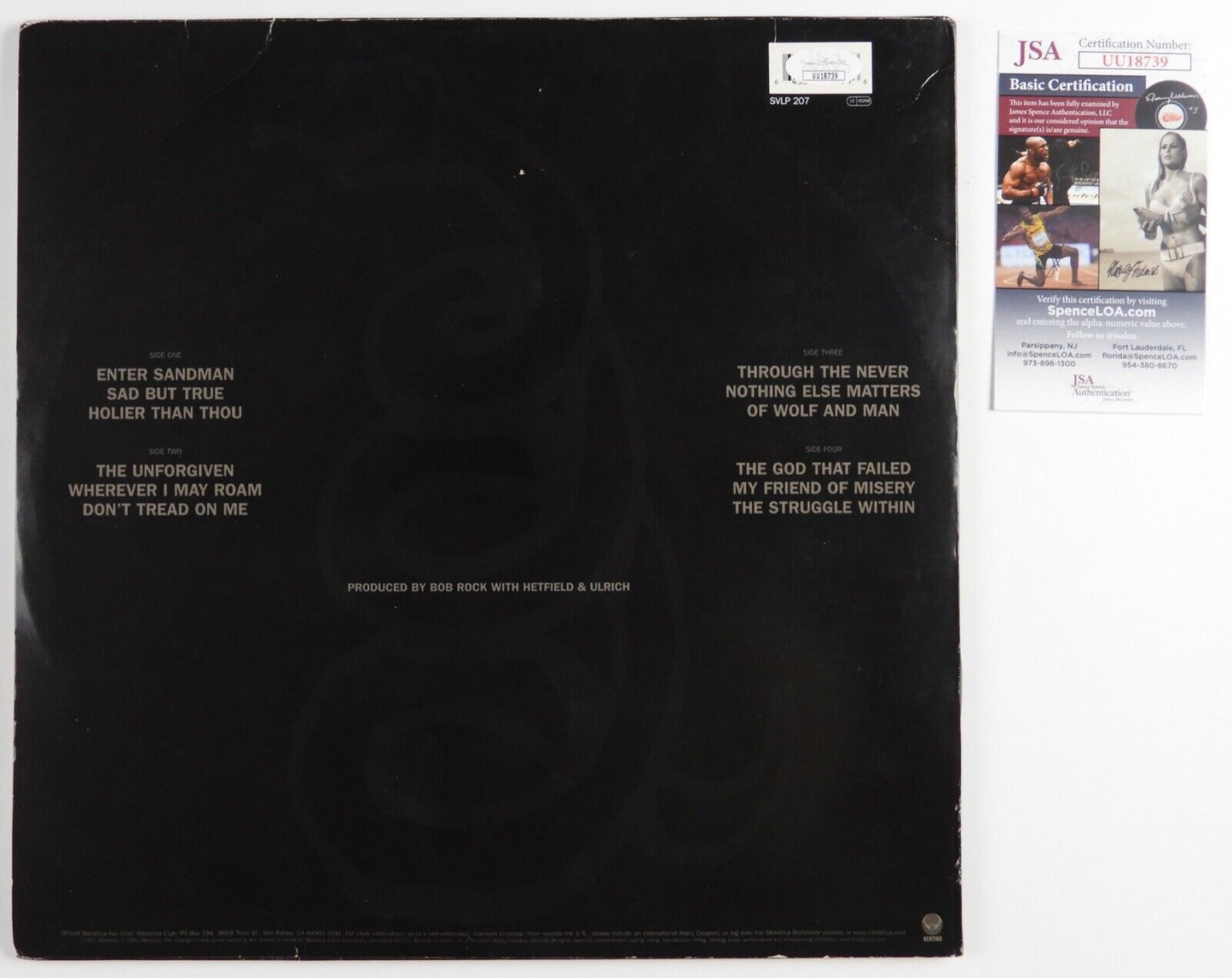 Metallica JSA Signed Autograph Lars Ulrich Jason Newsted Album Record Black