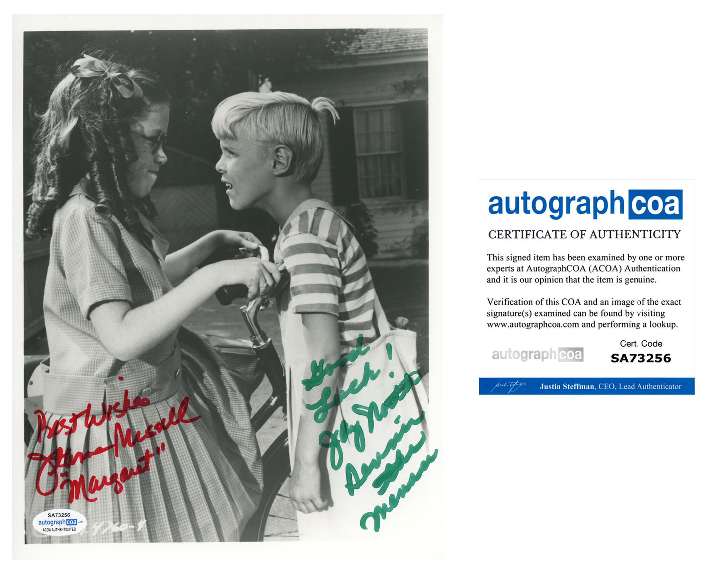Jay North Dennis The Menace Jeanne Russell ACOA Signed Autograph 8 x 10 Photo