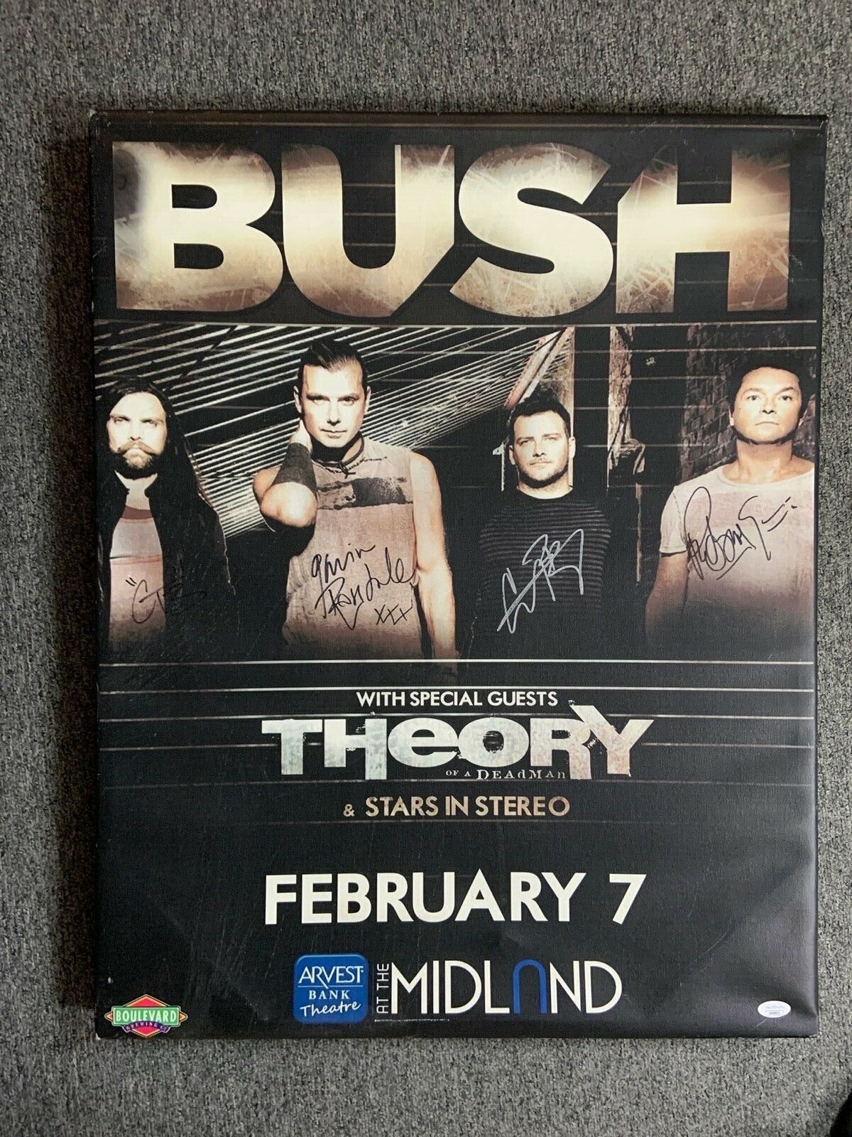 Bush JSA Signed Autograph Canvas Full Band Poster Gavin Rossdale