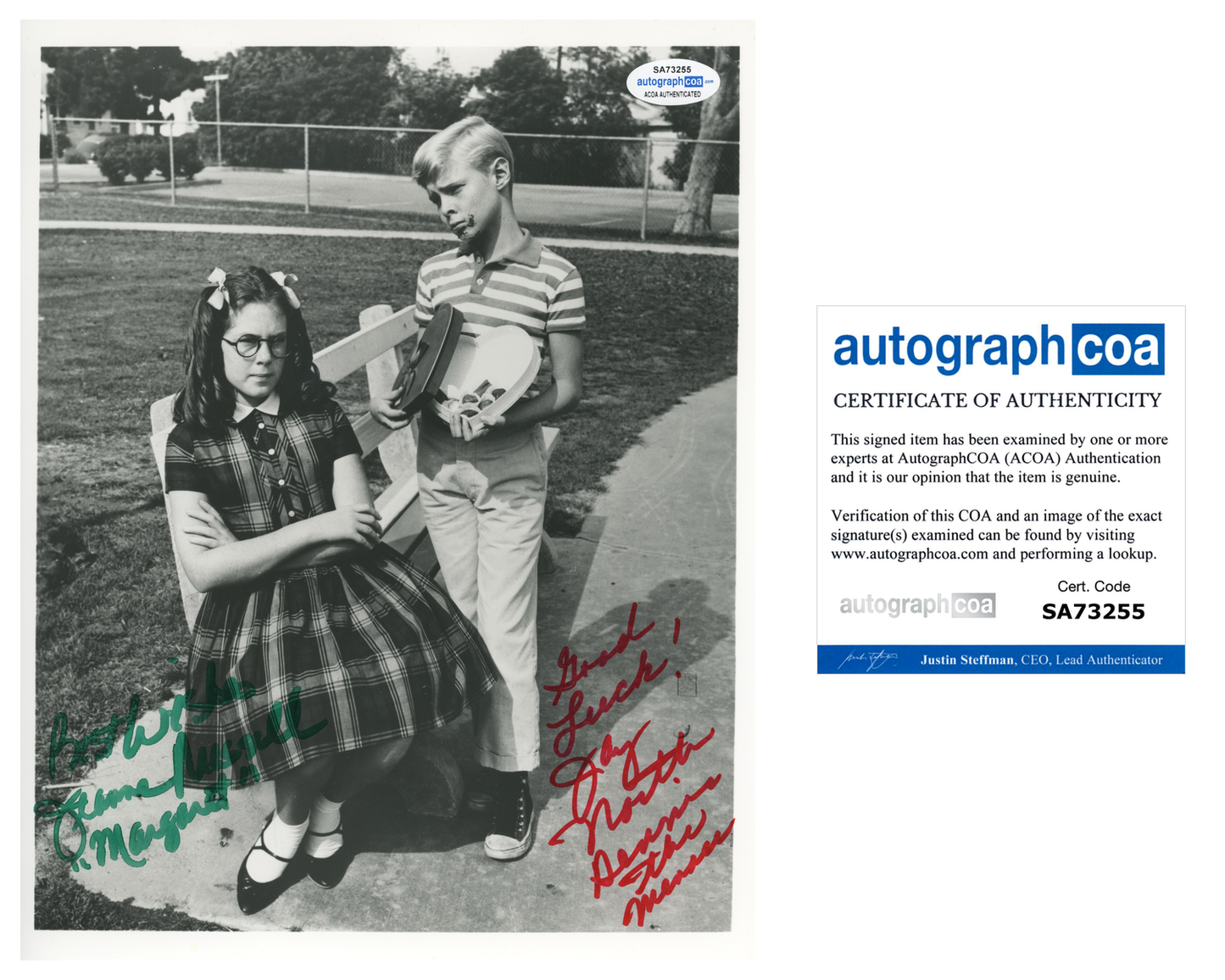 Jay North Dennis The Menace Jeanne Russell ACOA Signed Autograph 8 x 10 Photo