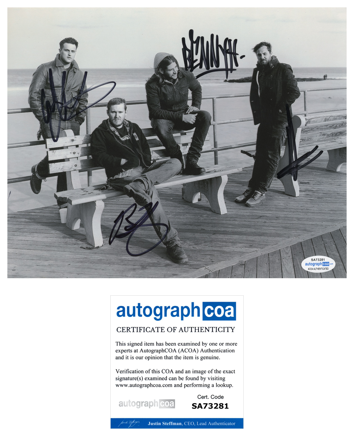 The Gaslight Anthem Fully Signed ACOA Signed Autograph 8 x 10 Photo