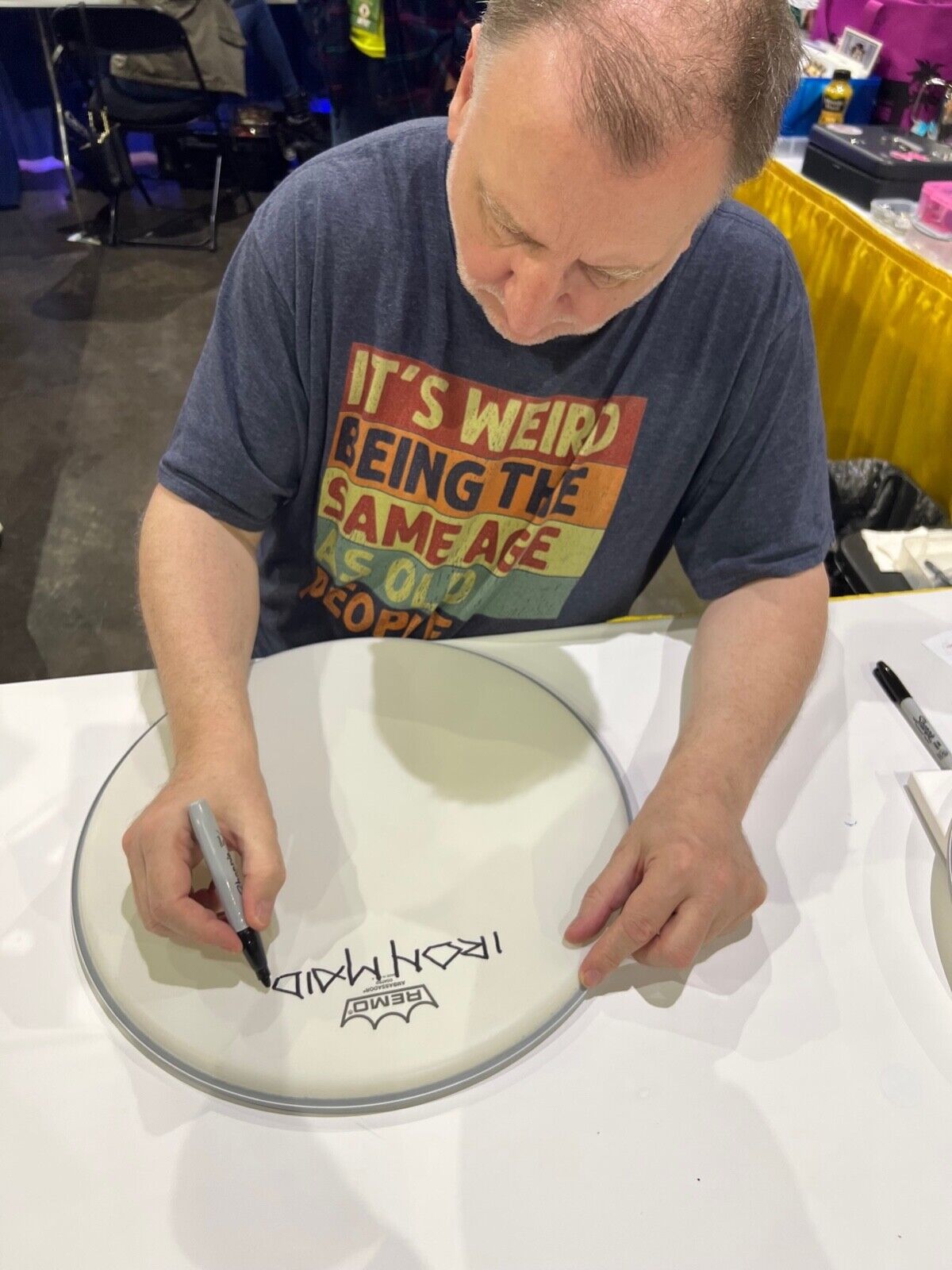 Iron Maiden Derek Riggs JSA Autograph Signed 16" Drum Head Original Sketch Eddie
