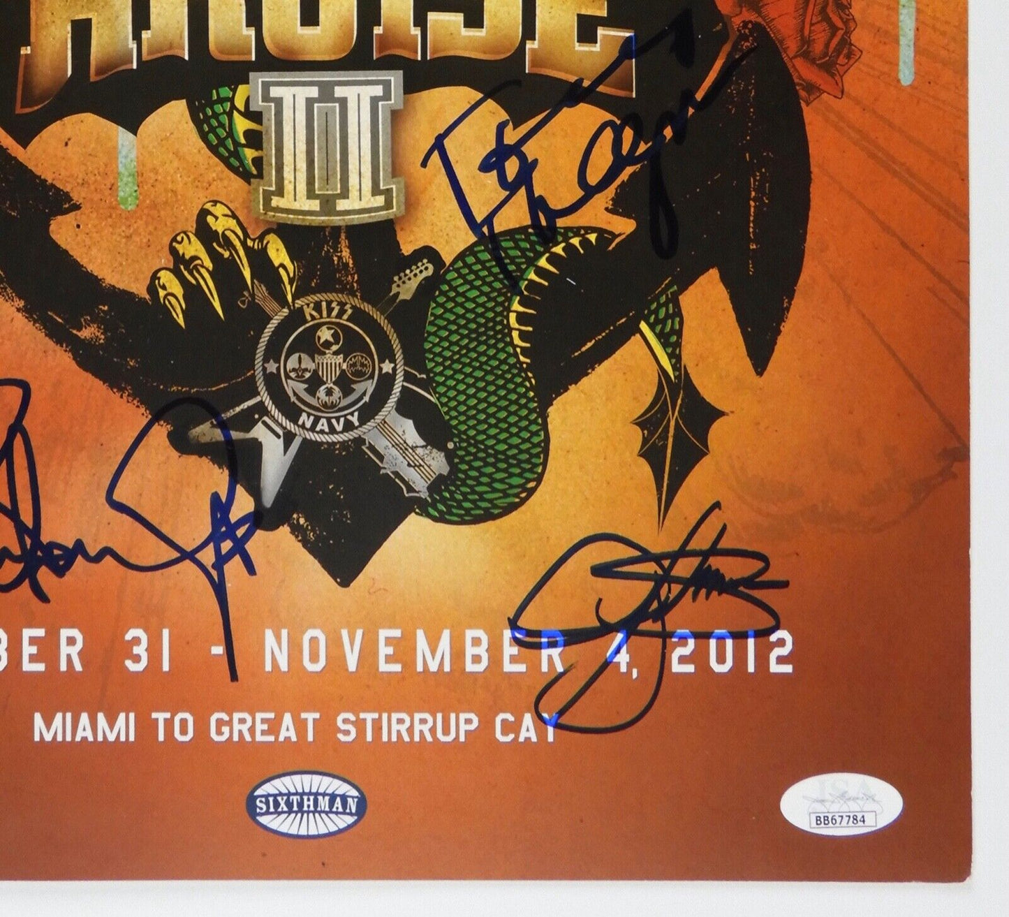 KISS JSA Signed Autograph 12 x 18 Gene Simmons Paul Stanley Kruise II Poster