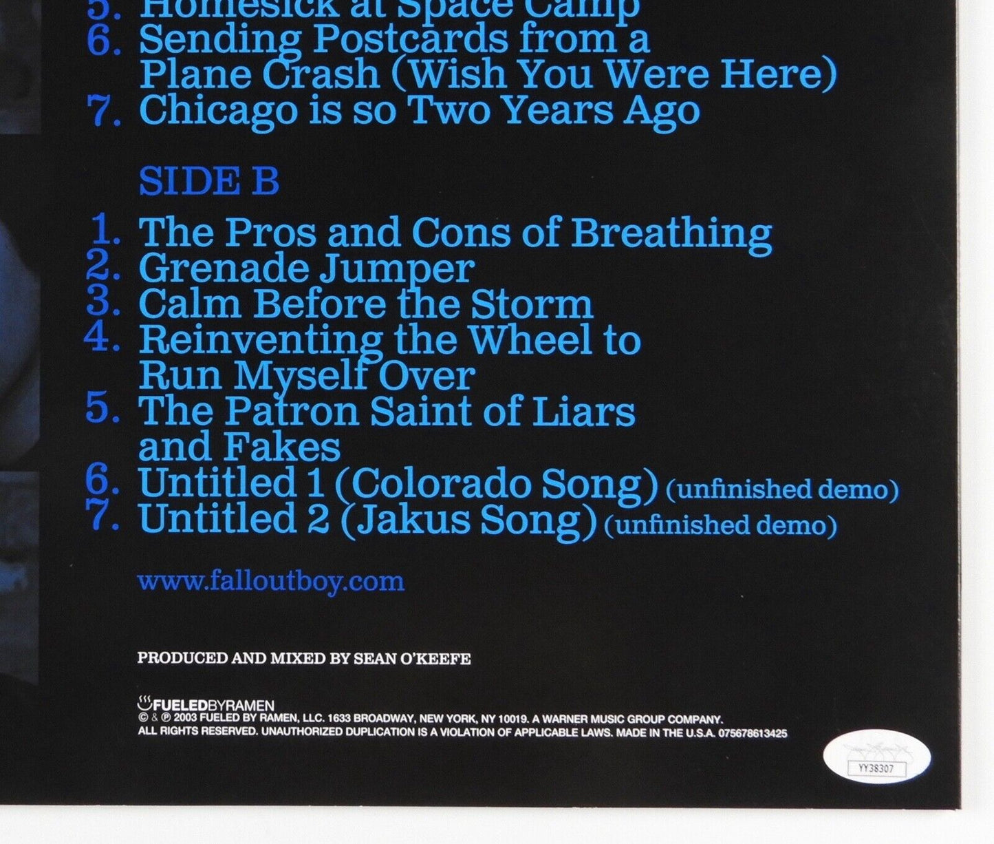 Fall Out Boy  JSA Fully Signed Autograph Album Record Vinyl Take This To Your