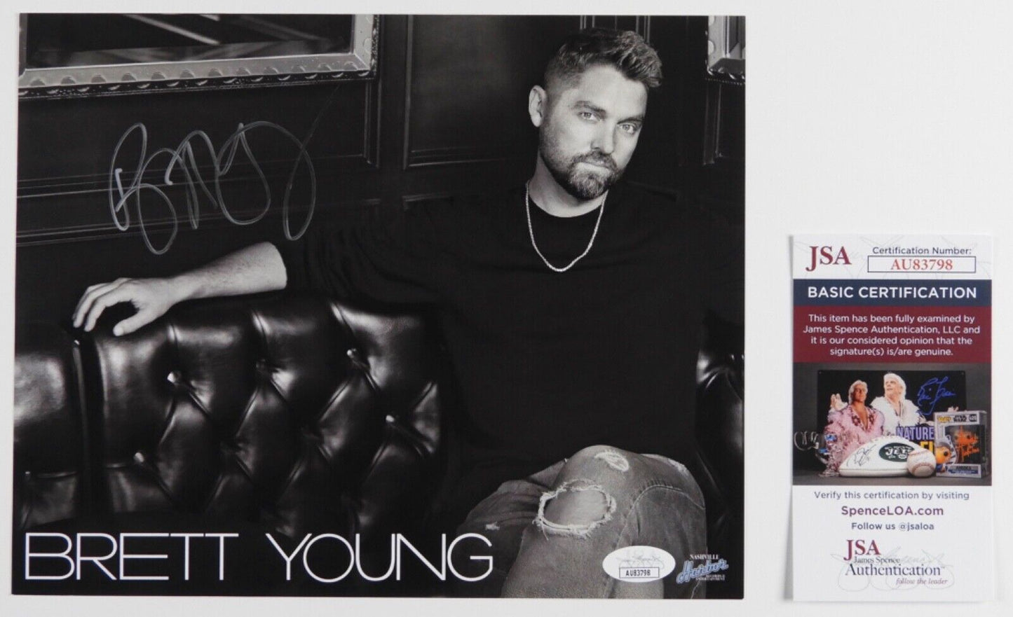 Brett Young JSA Fully Signed Autograph 8 x 10 Photo Country Music Star