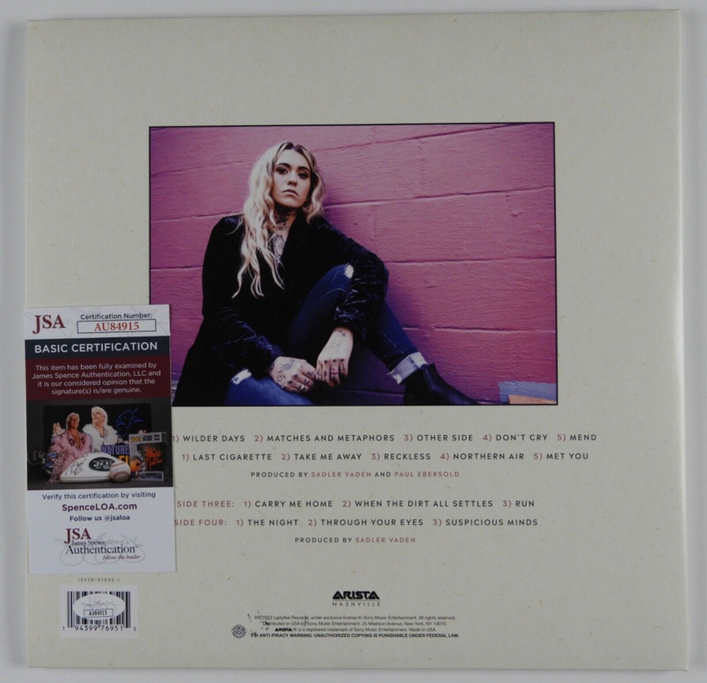Morgan Wade JSA Signed Autograph Album Record Vinyl Reckless