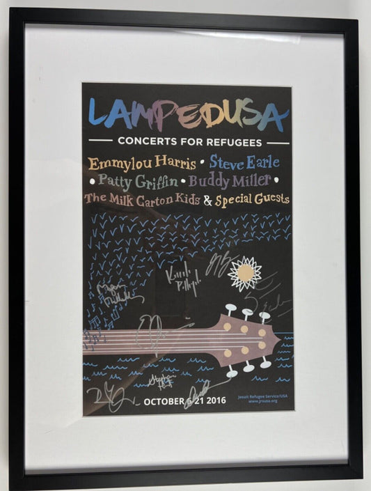 Robert Plant Steve Earl Emmylou Harris JSA Lampedusa Autograph Signed Poster