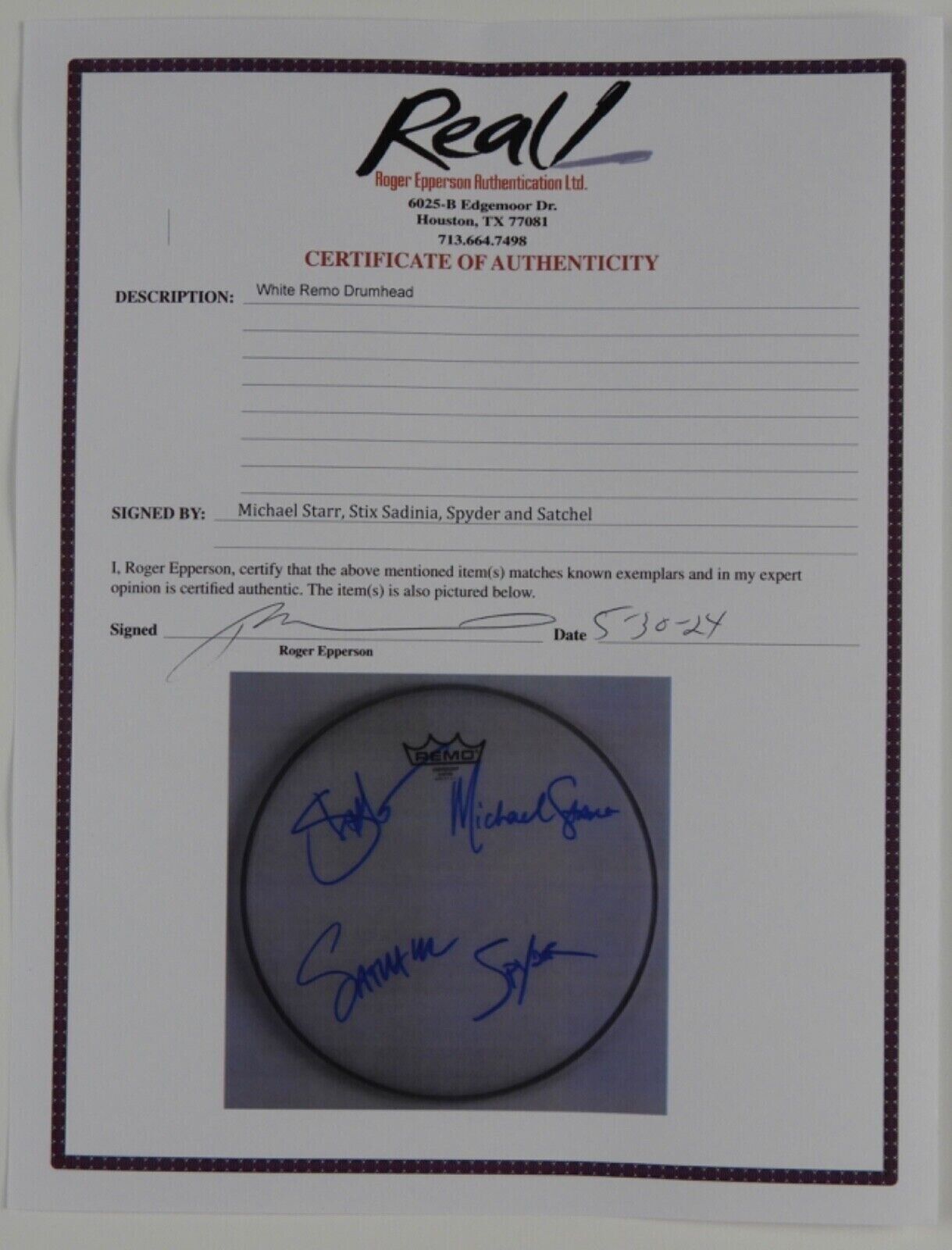 Steel Panther Fully Signed Autograph Drum Head REAL Epperson COA 12"