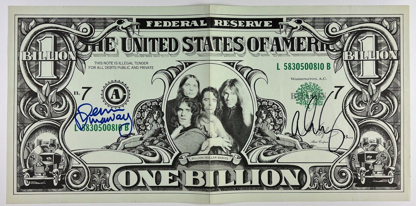 Alice Cooper JSA Autograph Signed Billion Dollars Babies Album Insert
