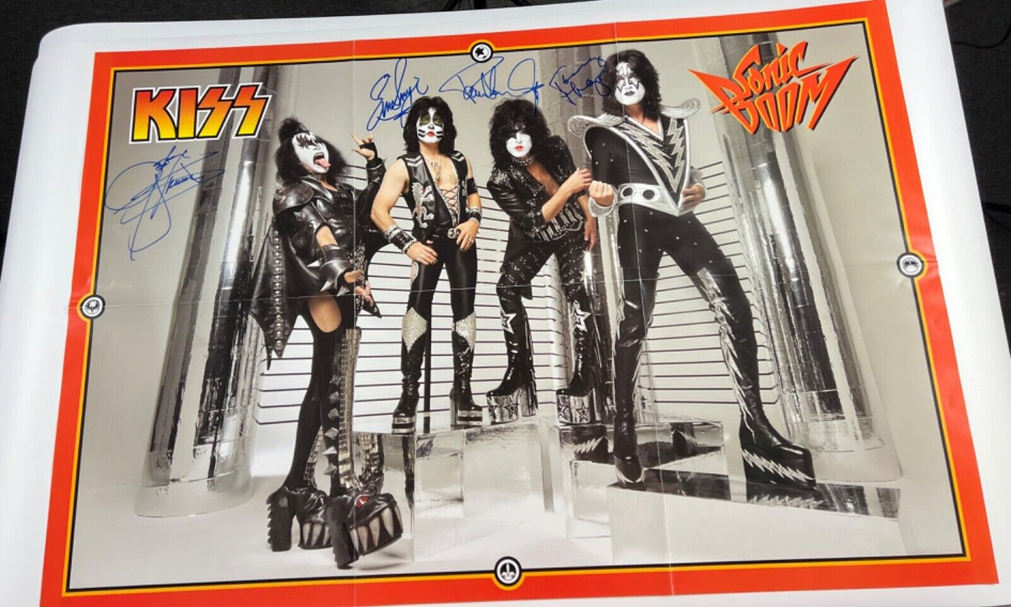 KISS JSA Signed Autograph Sonic Boom Poster Gene Simmons Paul Stanley +