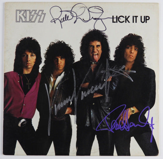 Kiss JSA Signed Autograph Album Record Vinyl Lick It Up Paul Stanley Vinnie +