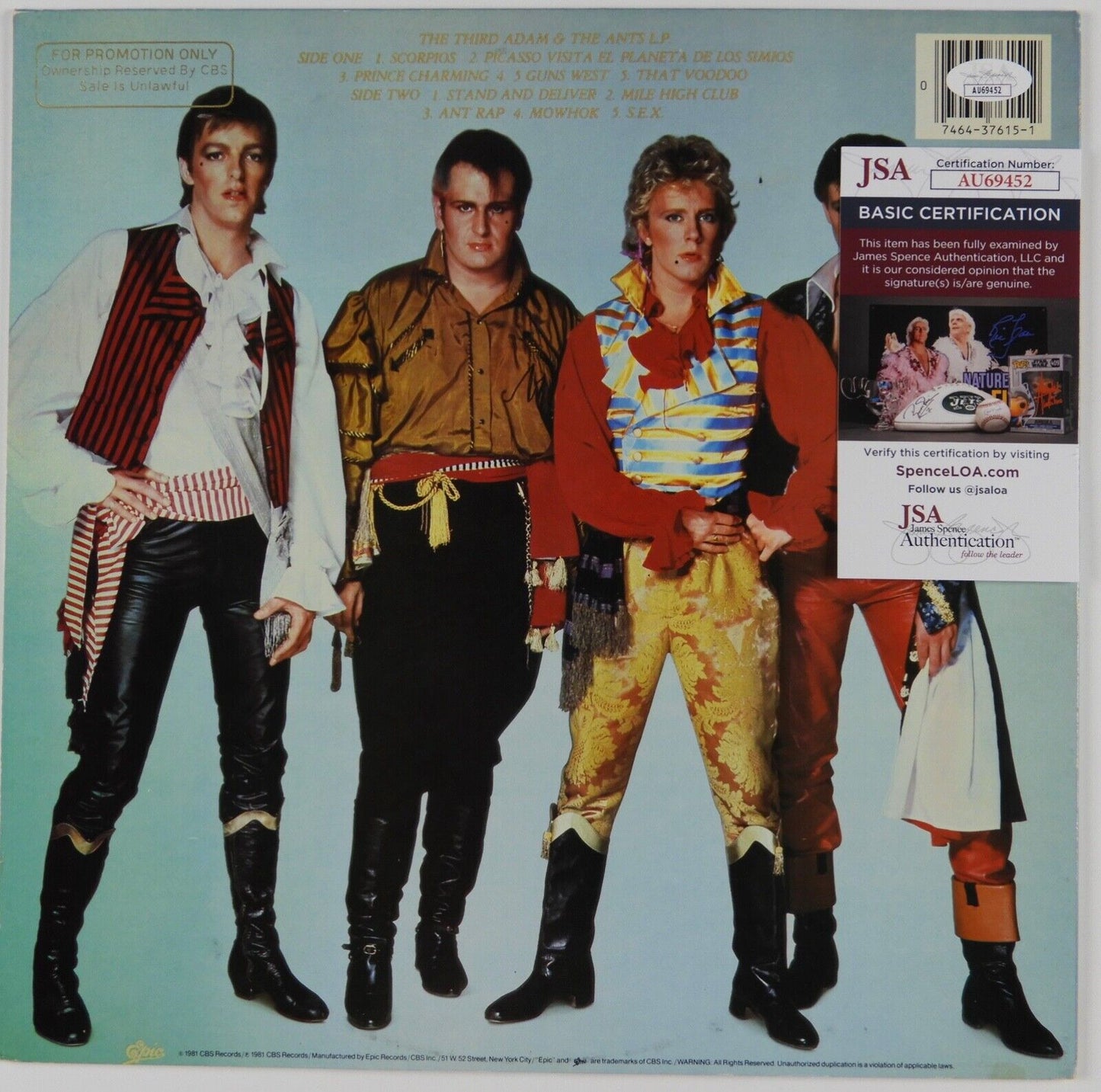 Adam Ant Signed Autograph Album JSA Record Vinyl Prince Charming And The Ants