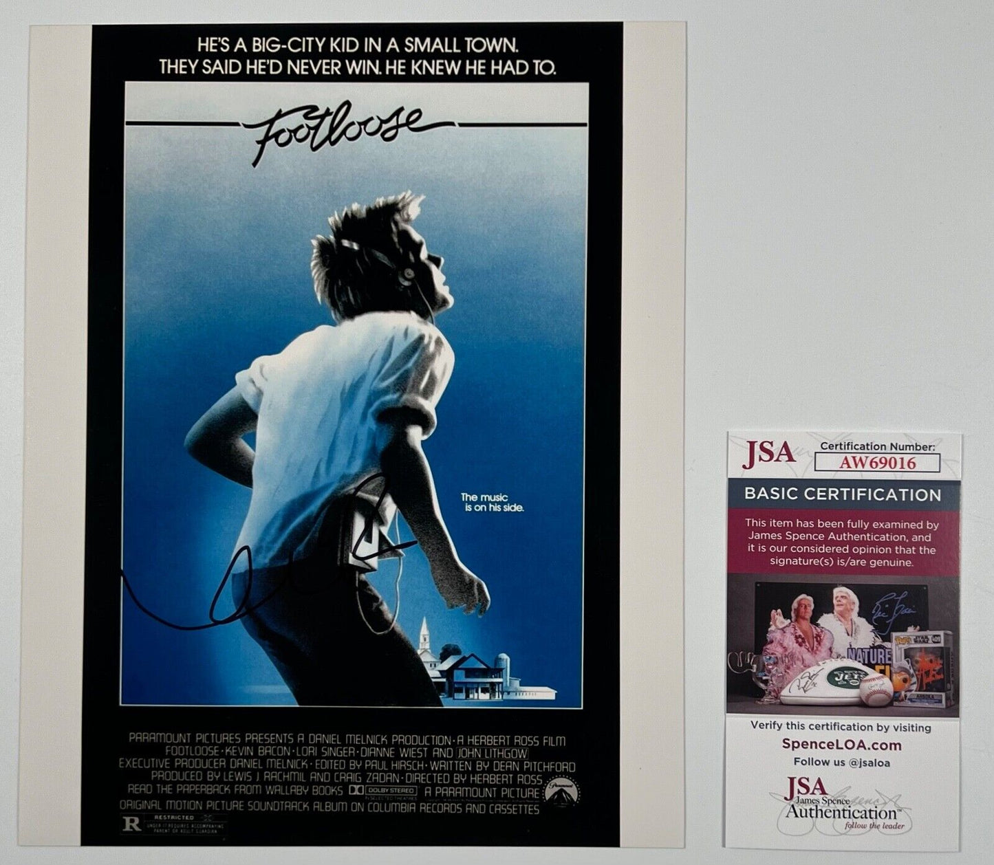 Kevin Bacon Footloose JSA Signed Autograph 8 x 10 photo