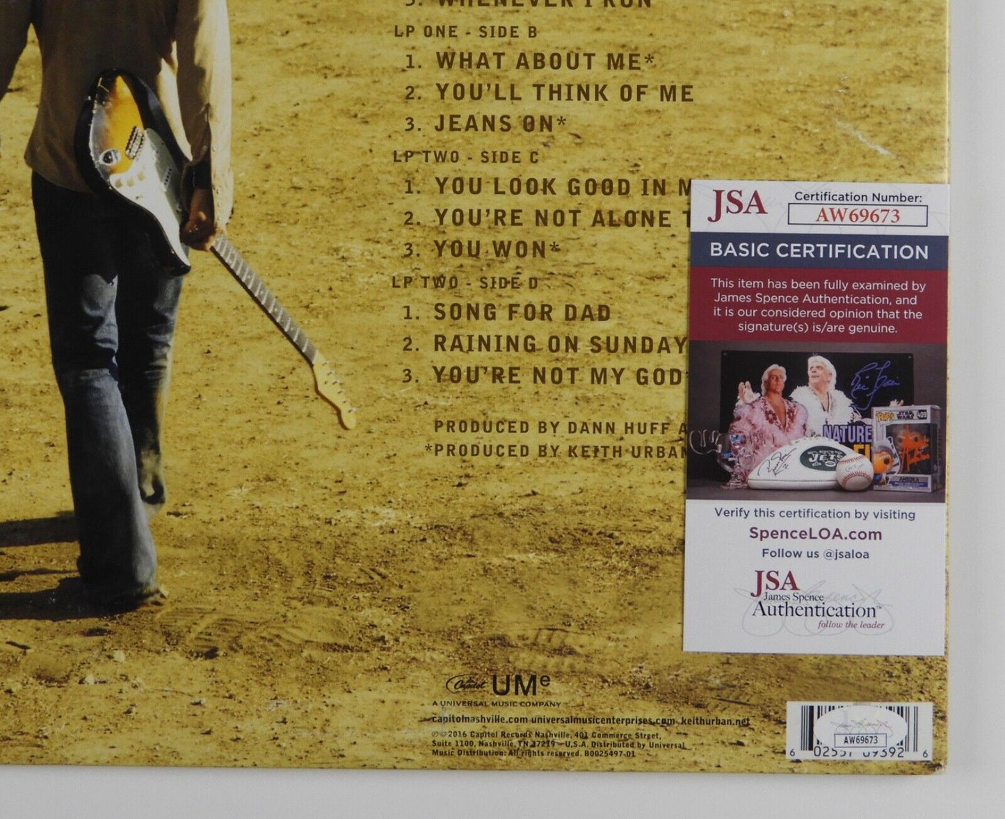 Keith Urban Signed Autograph Album JSA Record Vinyl Golden Road
