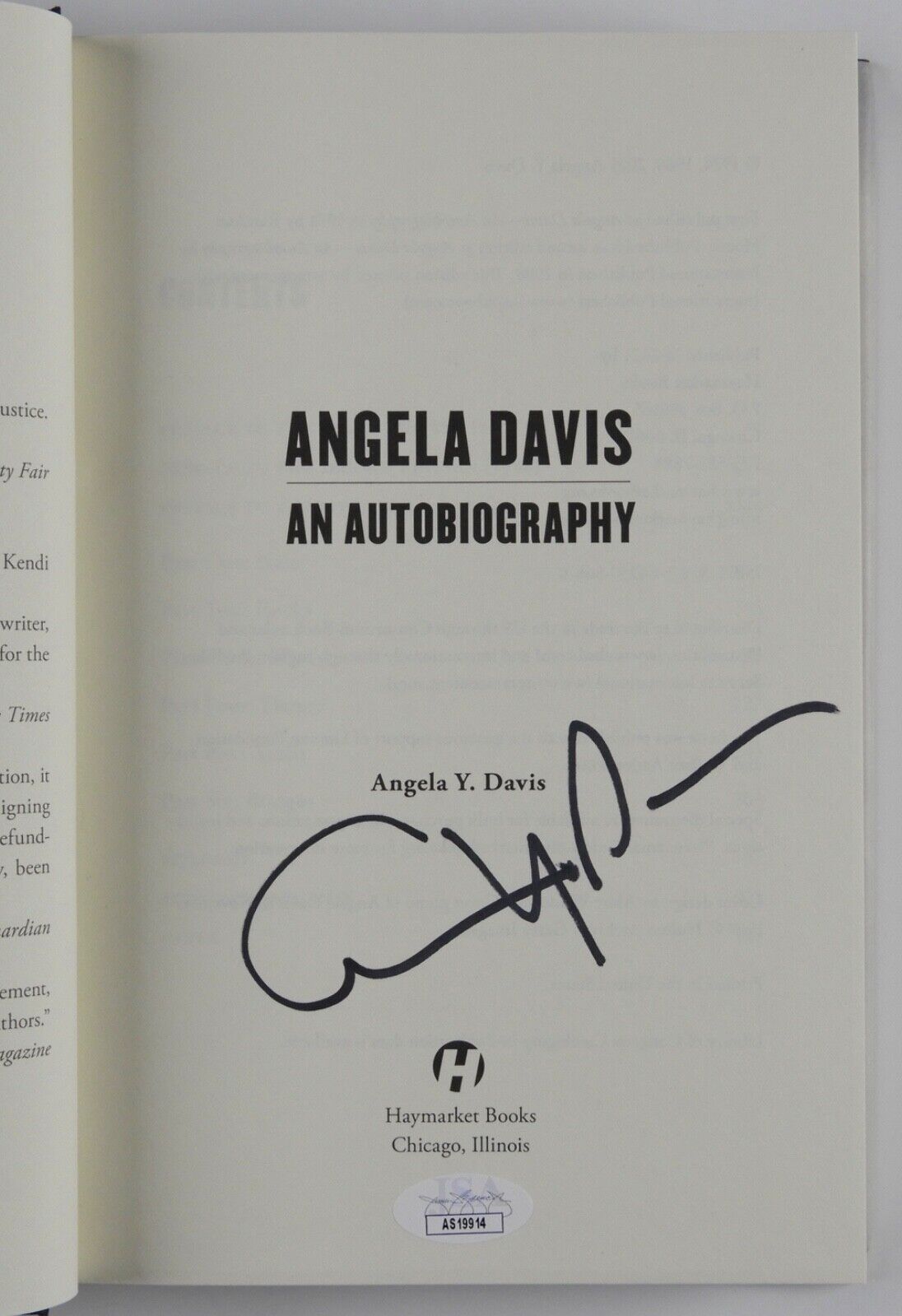 Angela Davis JSA Autograph Signed Book An Autobiography Hardcover Activist