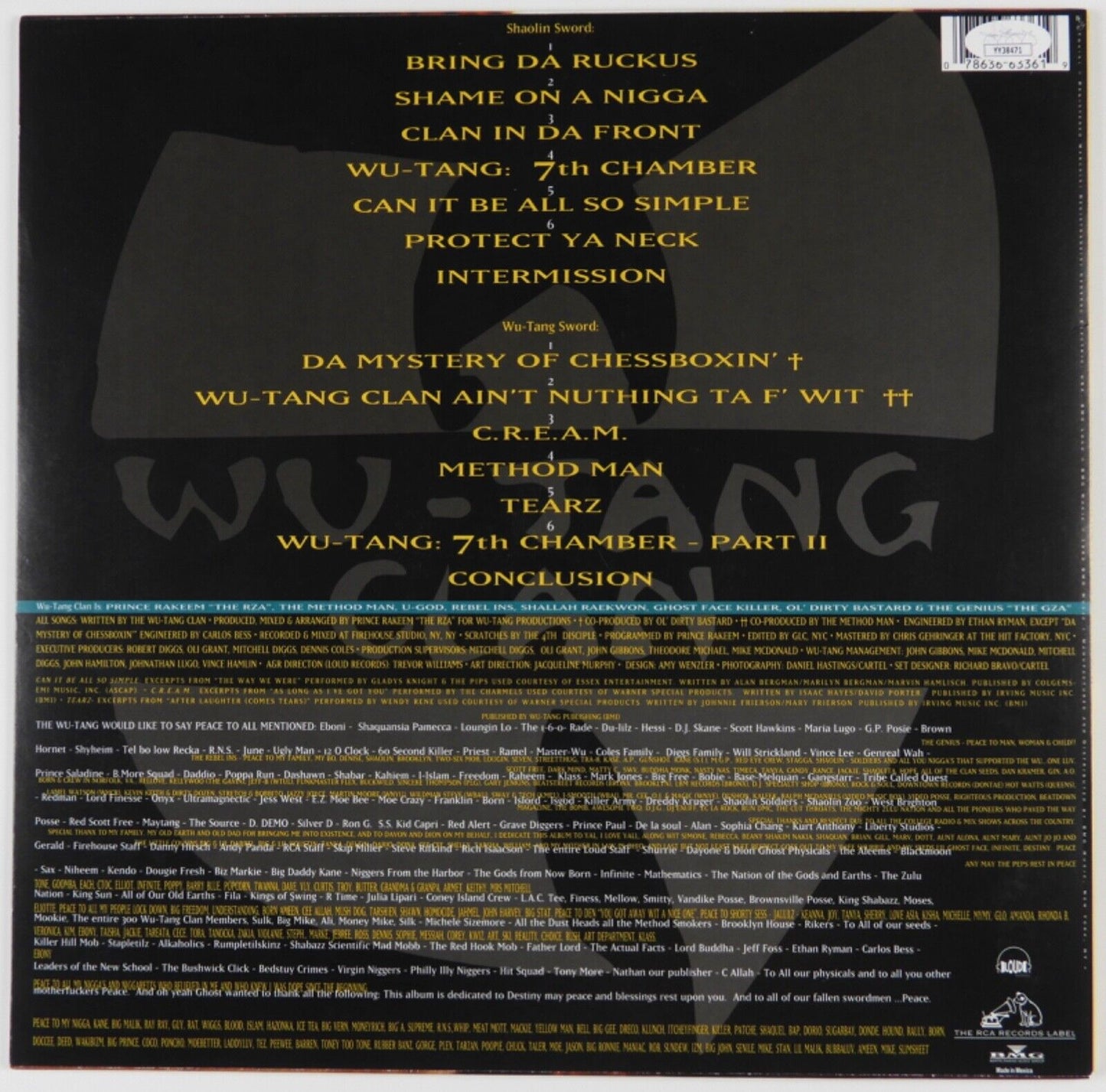 Wu-Tang Clan JSA Signed Autograph Album Record Vinyl Enter The Wu-Tang