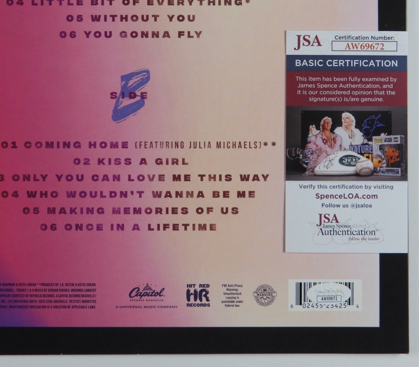 Keith Urban Signed Autograph Album JSA Record Vinyl 1#s Volume 2