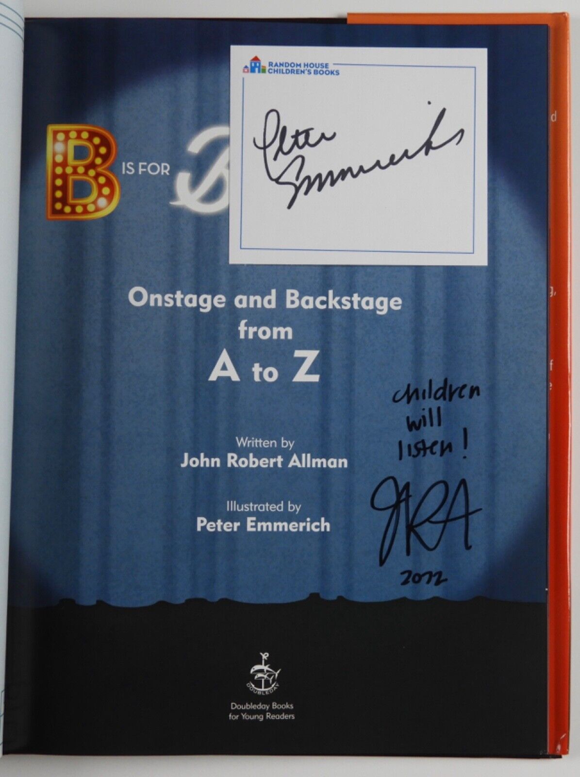 B Is For Broadway Autograph Signed Book Peter Emmerich John Robert Allaman