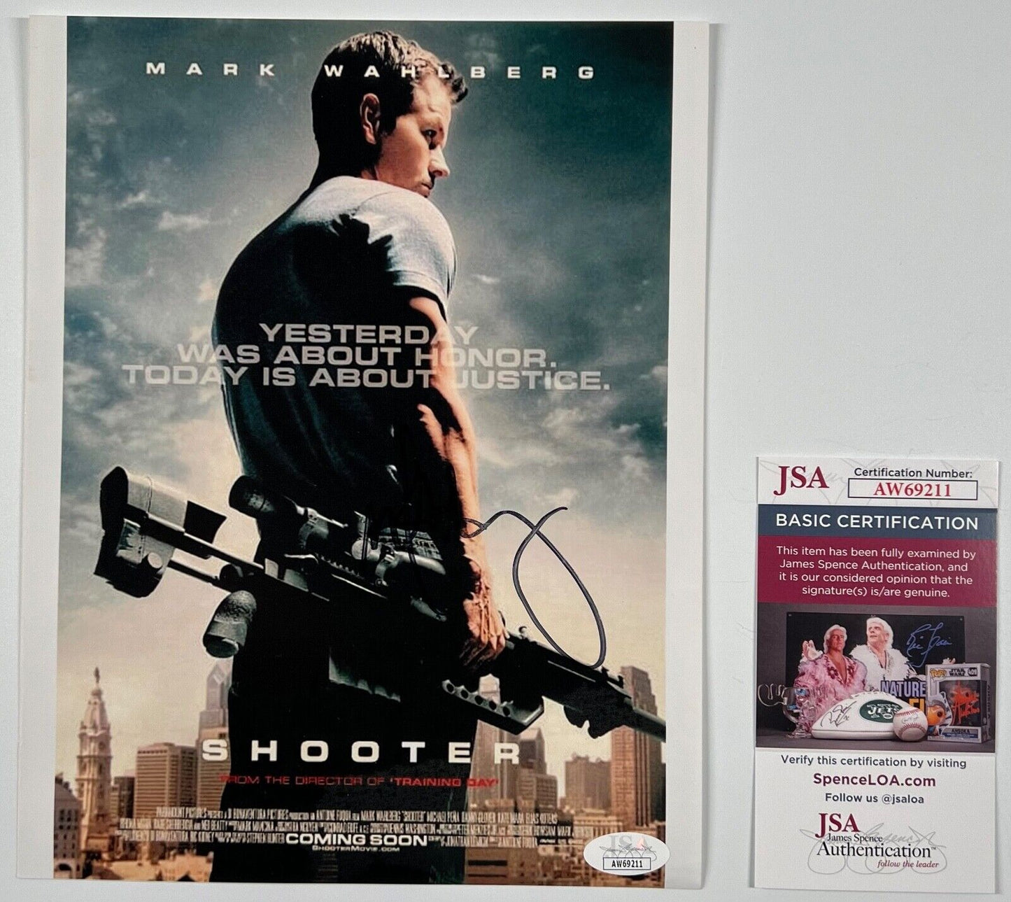 Mark Wahlberg Shooter JSA Signed Autograph Photo 8 x 10