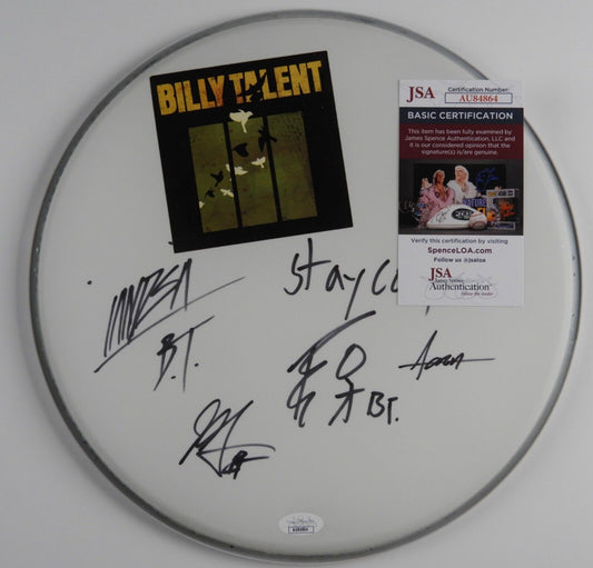 Billy Talent Band JSA Autograph Signed Drum Head COA 14"