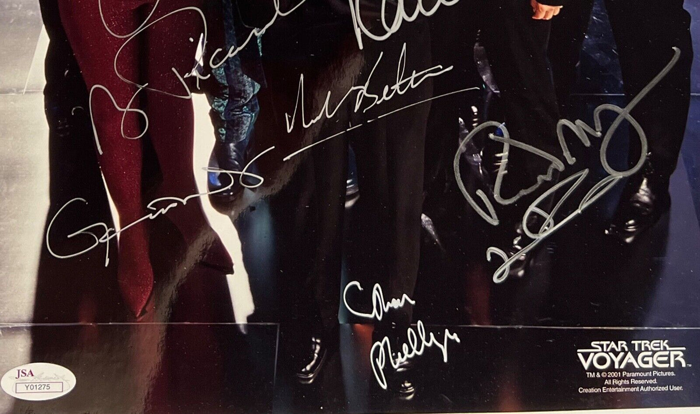 Star Trek Voyager Cast JSA Signed Autograph 10 x 15 Jerri Ryan Kate Mulgrew