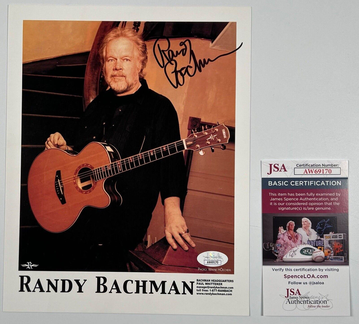 Randy Bachman The Guess Who JSA Signed Autograph 8 x 10 photo