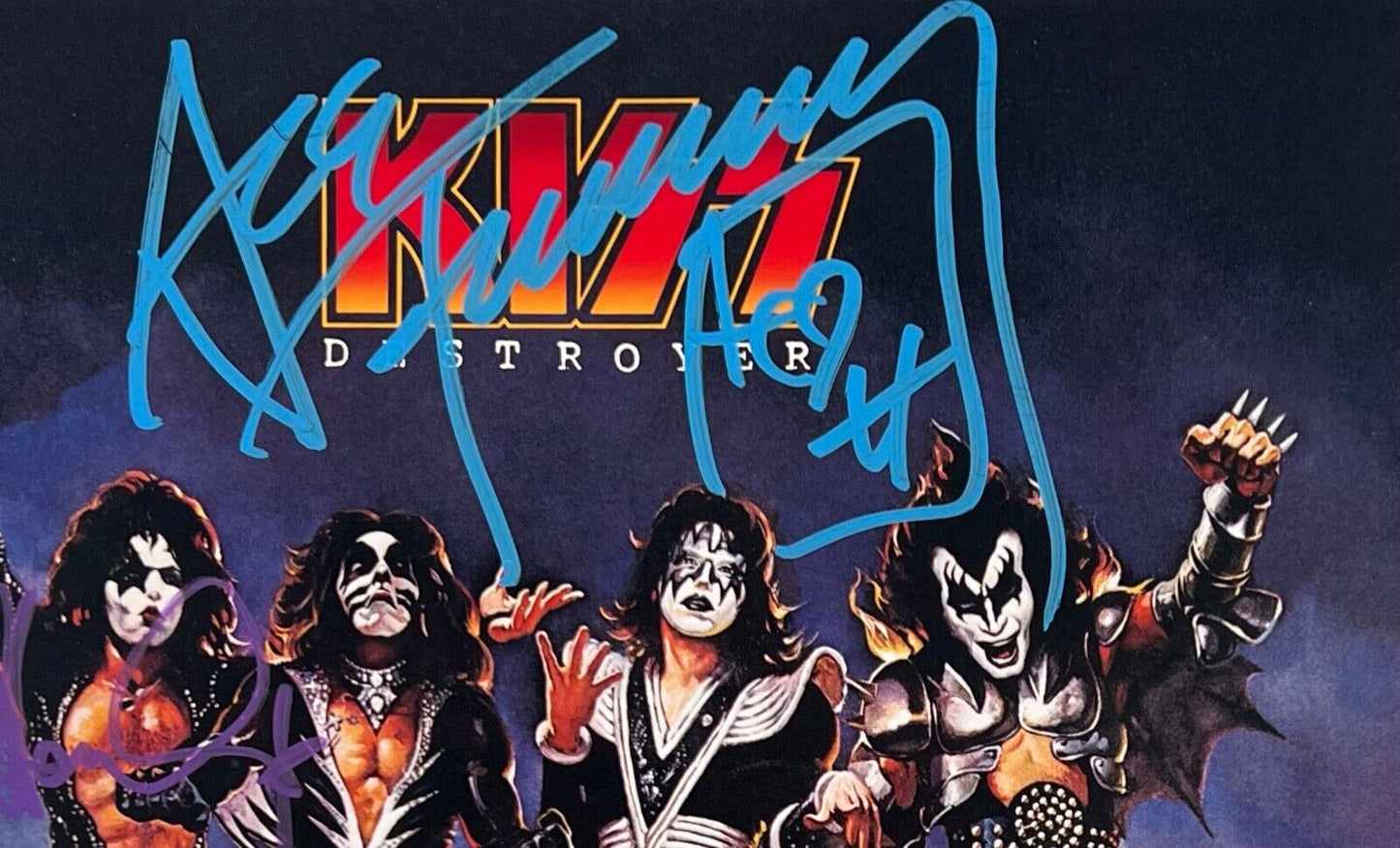 KISS JSA Autograph Signed Album Vinyl Record Destroyer Red Marble Vinyl 2018