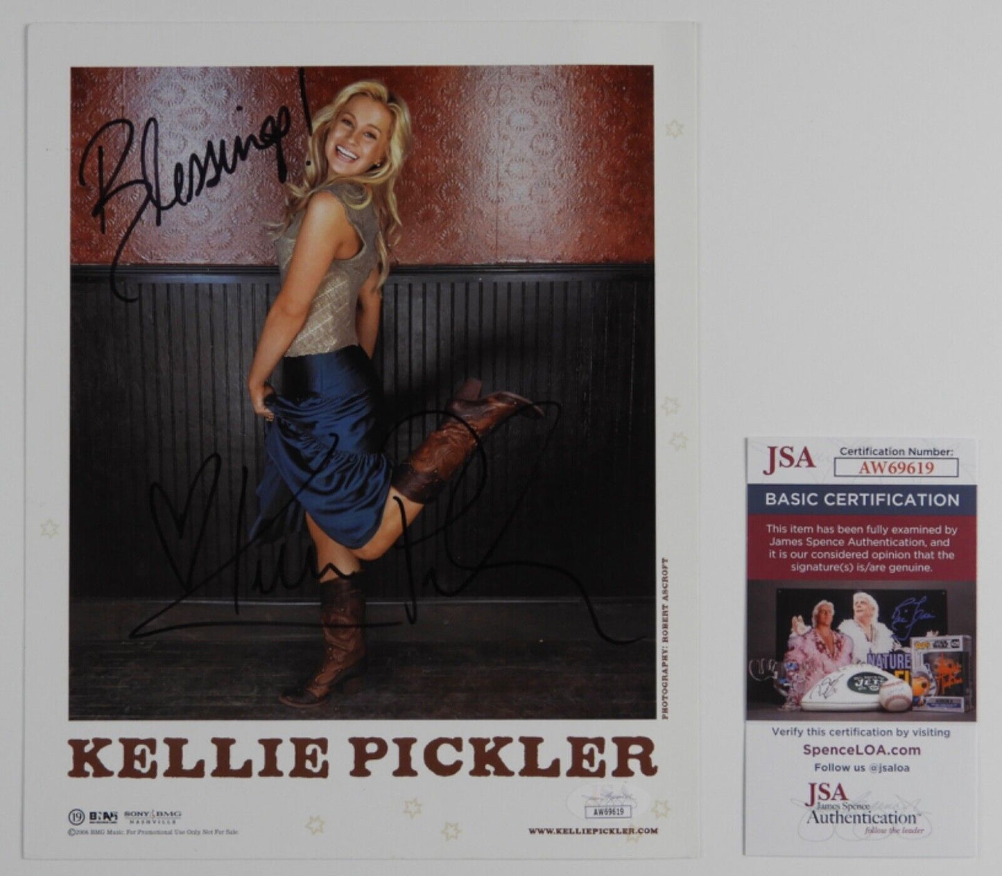 Kellie Pickler JSA Signed Autograph 8 x 10 Photo Country Music Star