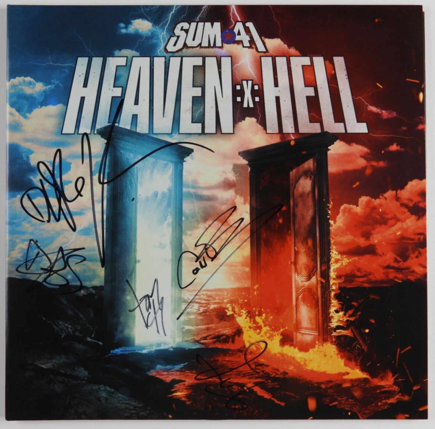 Sum 41 JSA Signed Autograph Record Album Vinyl Heaven X Hell Deryck Whibley