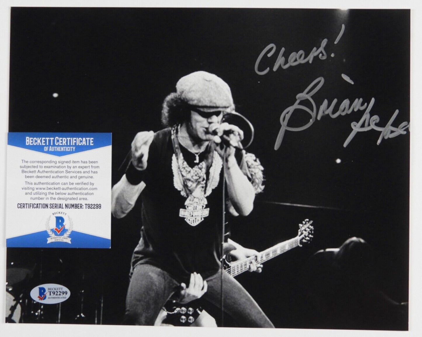 Brian Johnson Signed Autograph Beckett COA 8 x 10 AC/DC