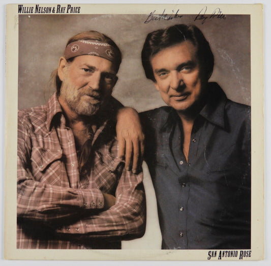 Ray Price and Willie Nelson JSA Signed Autograph Album Record Vinyl San Antonio