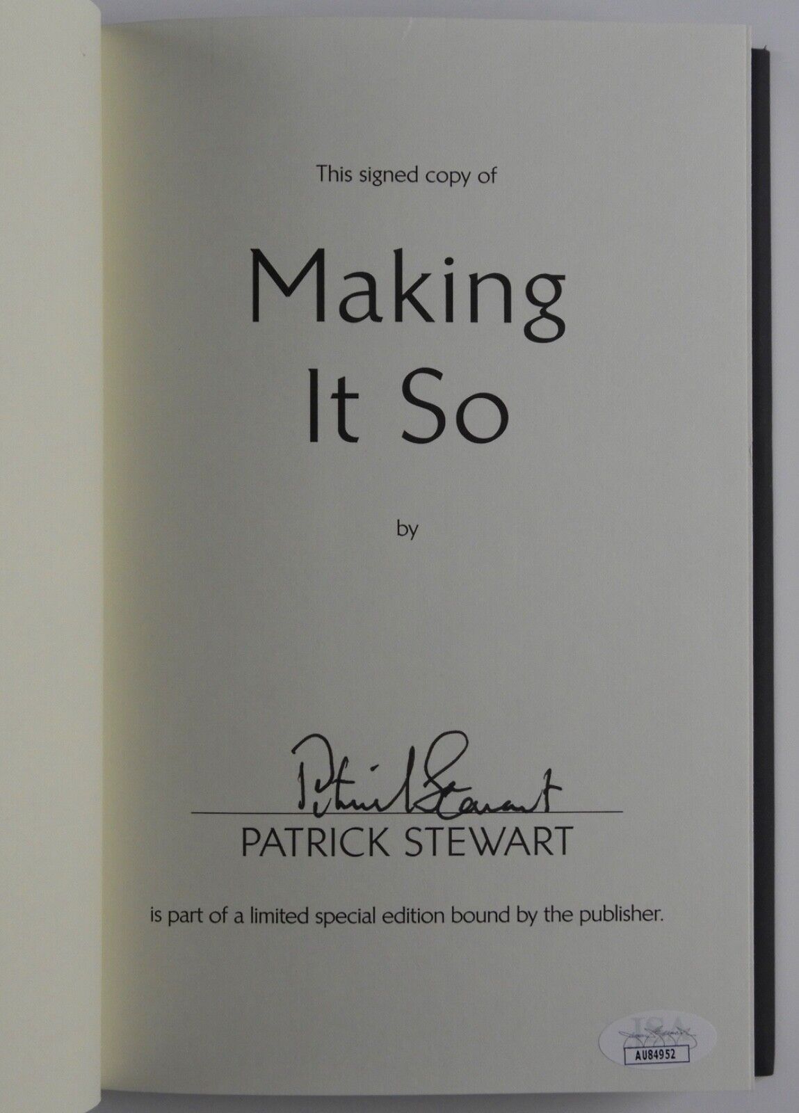 Patrick Stewart JSA Autograph Signed Book Making It So