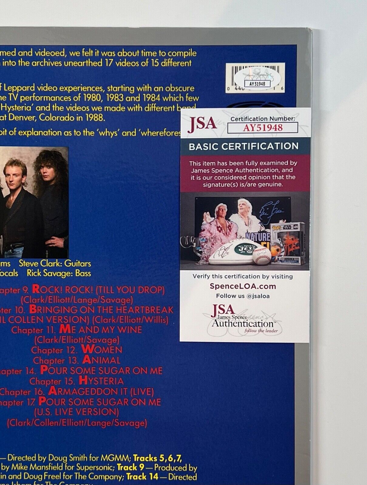 Def Leppard JSA Signed Autograph Hysteria Laser Disc Cover