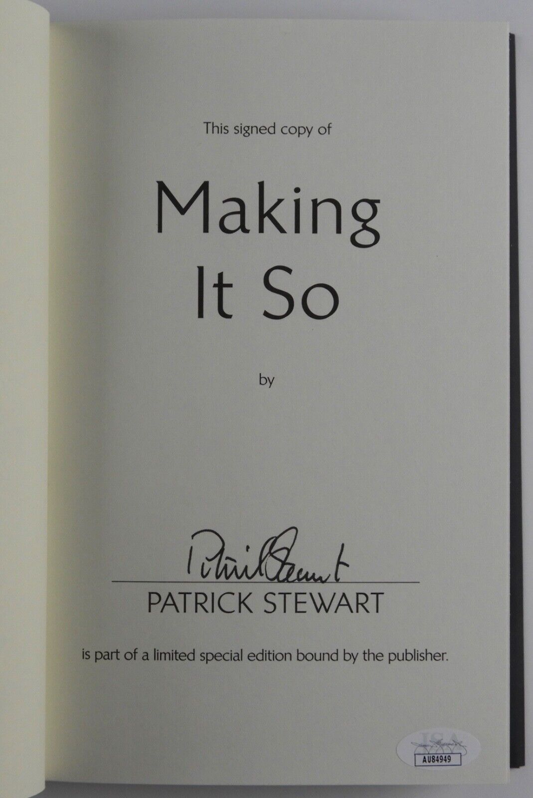 Patrick Stewart JSA Autograph Signed Book Making It So