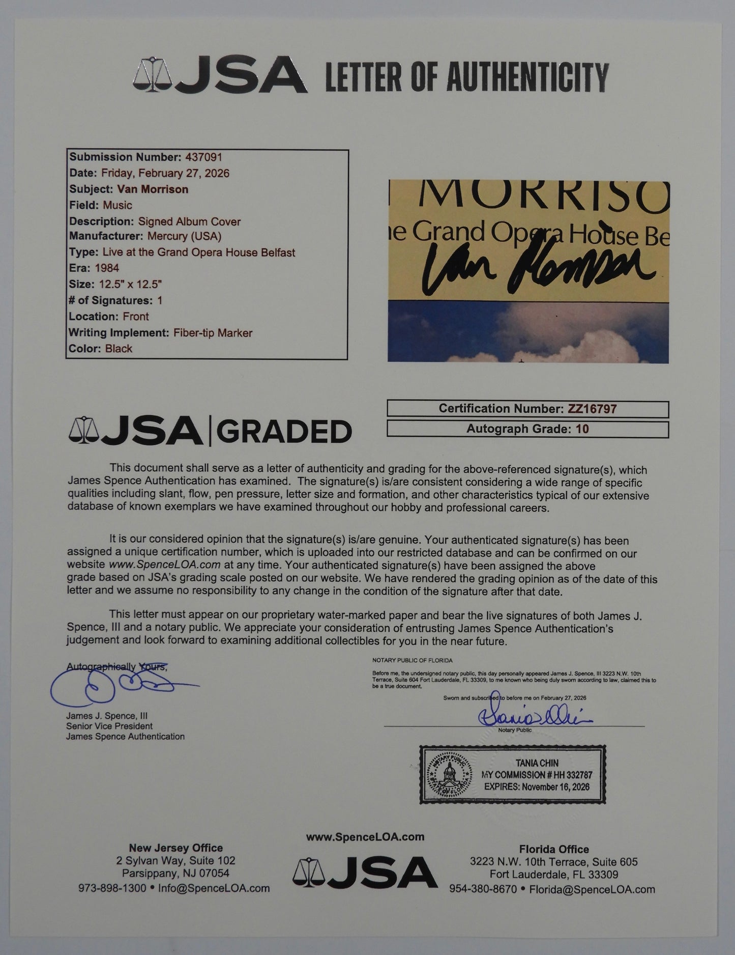 Van Morrison JSA Signed Autograph Record Album Vinyl Versatile Record