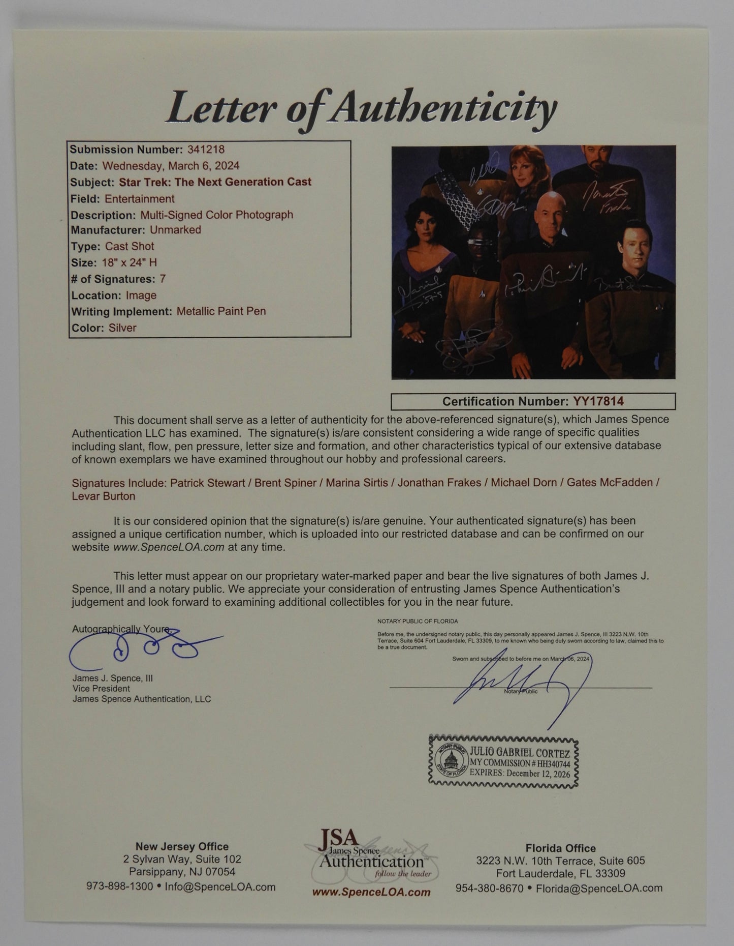 Star Trek The Next Generation Cast Signed Autograph 16 x 20 Patrick Stewart +