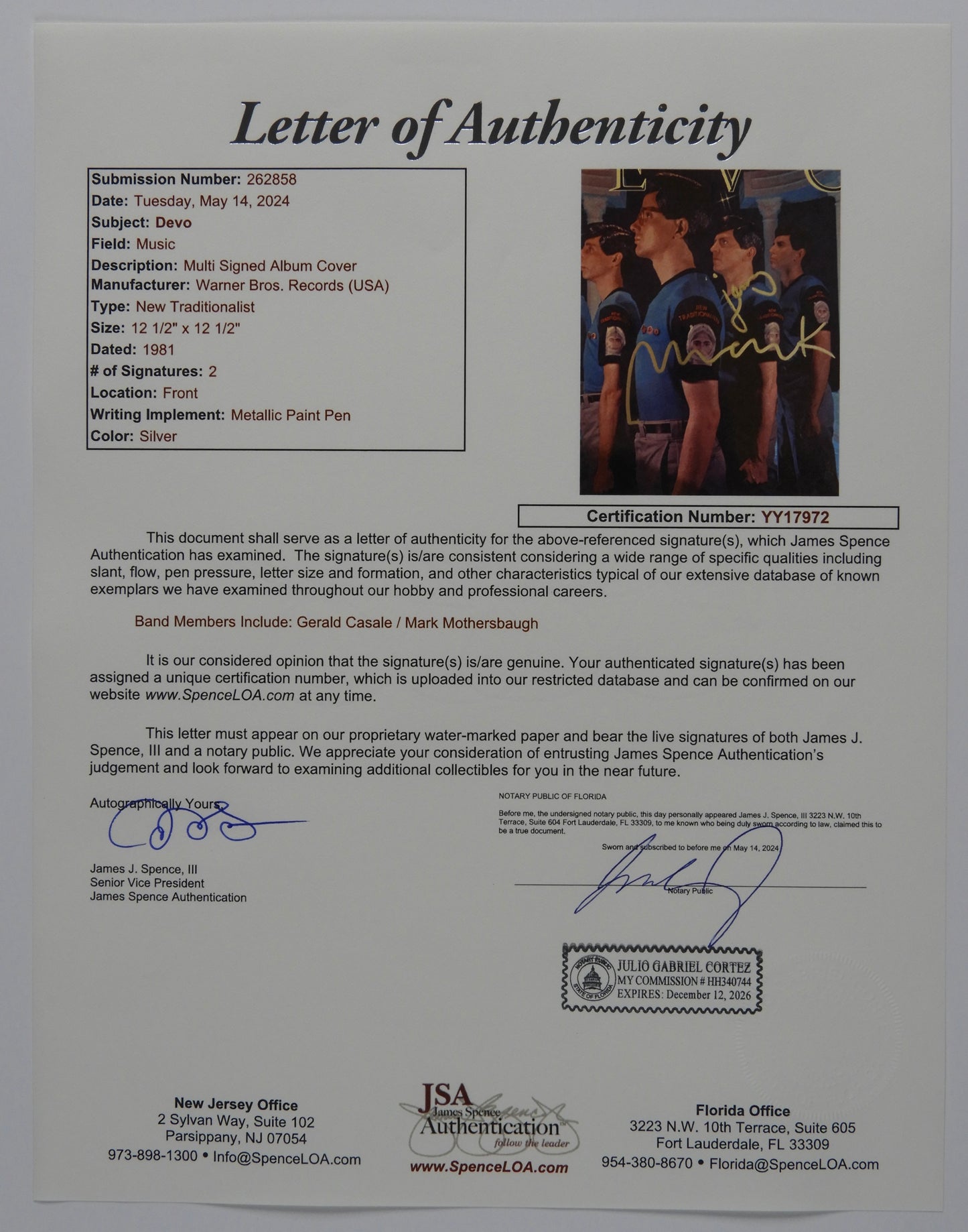Devo JSA Signed Autograph Record Album New Traditionalist Vinyl