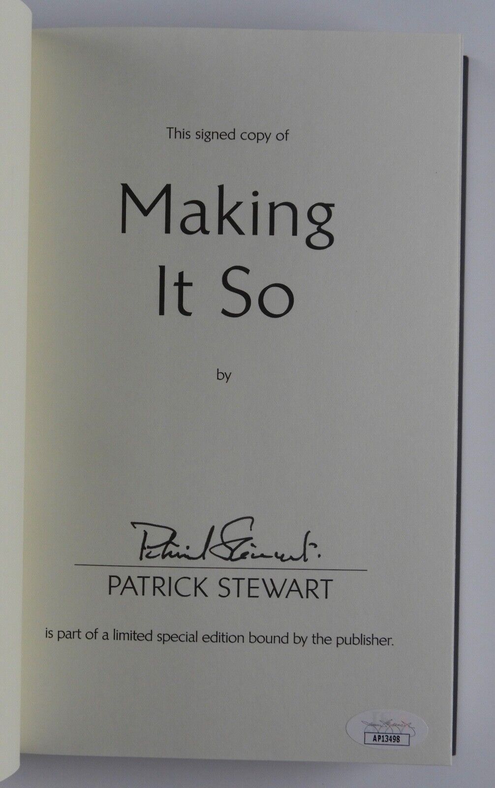 Patrick Stewart JSA Autograph Signed Book Making It So