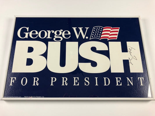 George W Bush JSA Autographed Signed Campaign Poster Framed