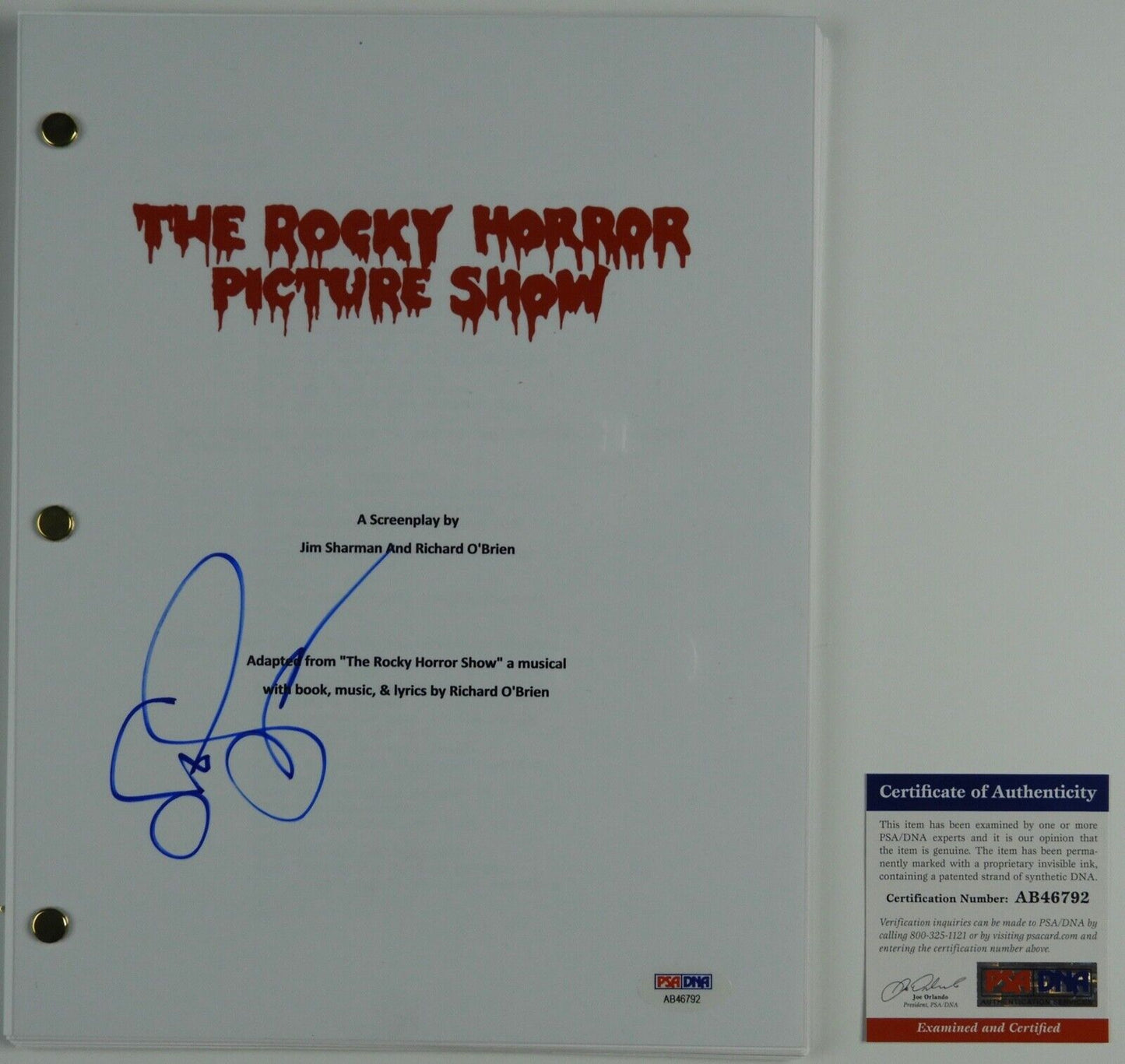 Susan Sarandon Rocky Horror Picture Show Autograph Signed PSA Full Script