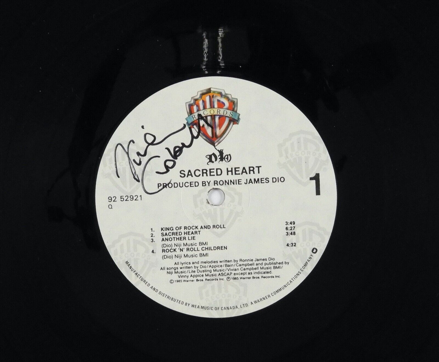 DIO Vivian Campbell Signed Autograph Record Album JSA Vinyl LP