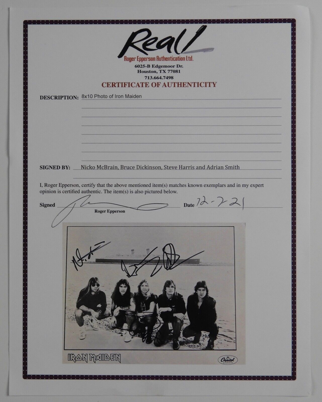 Iron Maiden Signed Autograph 8 x 10 Photo REAL JSA Steve, Bruce, +