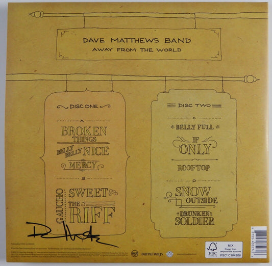 Dave Matthews Band JSA Autograph Signed Record Vinyl Album Away From The World