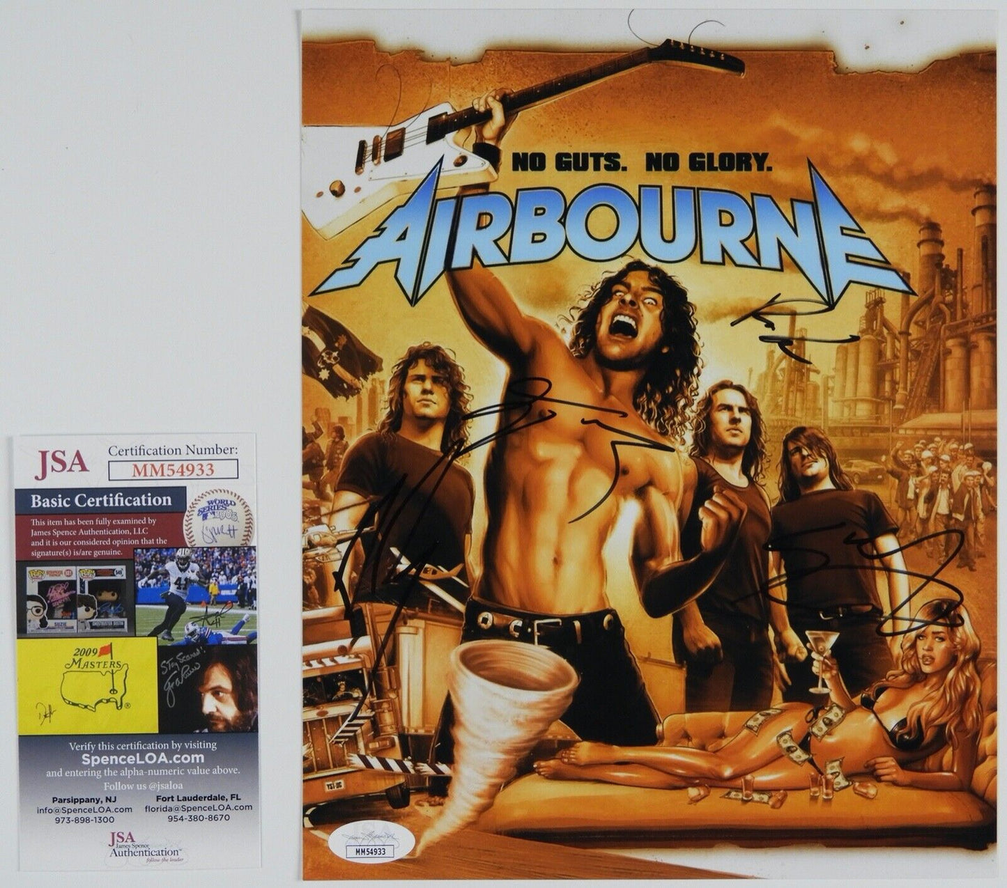 Airbourne Fully Signed JSA Autograph Photo 8 x 10 Joel O'Keeffe Ryan