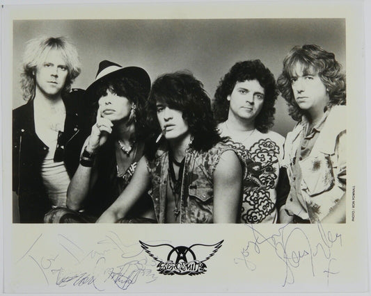 Aerosmith Autograph JSA Signed 8 x 10 Promo Photo Joe Perry Steven Tyler + Fully