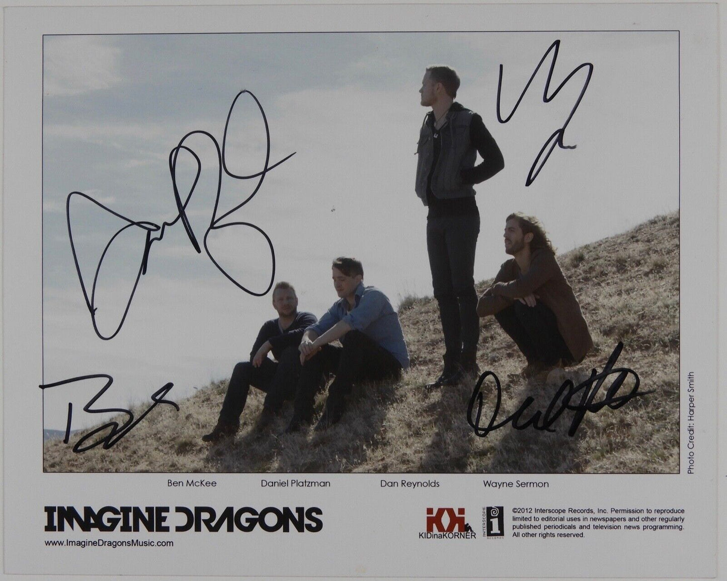 Imagine Dragons Full Band Signed Autograph JSA COA Picture 8 x 10 Photo