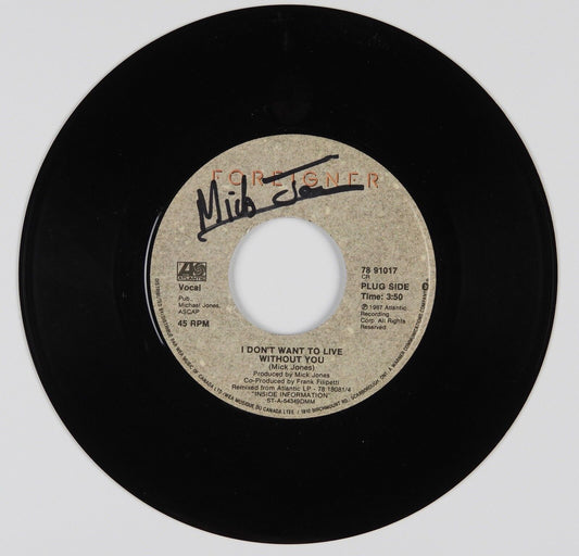 Mick Jones Foreigner Signed Autograph 45 JSA Vinyl Record I Don't Want To Live