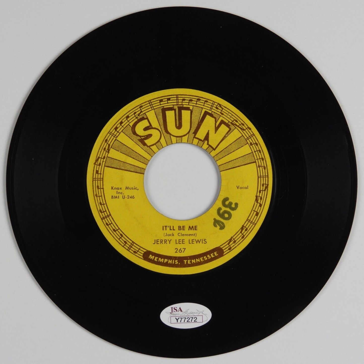 Jerry Lee Lewis Signed Autograph 45 JSA Vinyl Record Original Sun Record