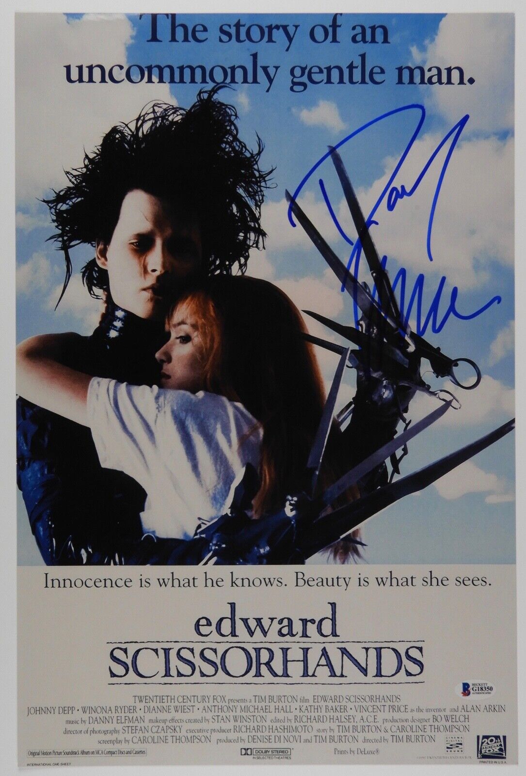 Danny Elfman Autograph Beckett 12 x 18 Signed Photo Edward Scissorhands